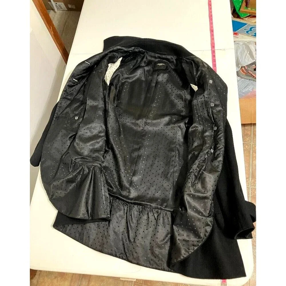 Max Mara Weekend Black Virgin Wool Coat Women's 10 Double Breast Peacoat Ukraine - Picture 9 of 14